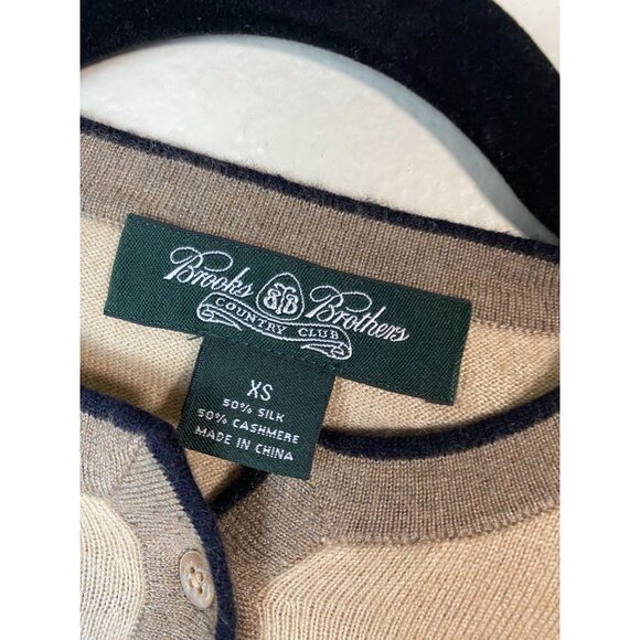 Brooks Brothers cashmere Silk Sweater Size XS Beige Cream Country Clun Knit 3/4 - Picture 15 of 15